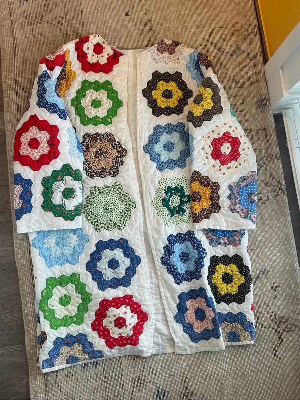 Grandmothers flower garden quilt coat